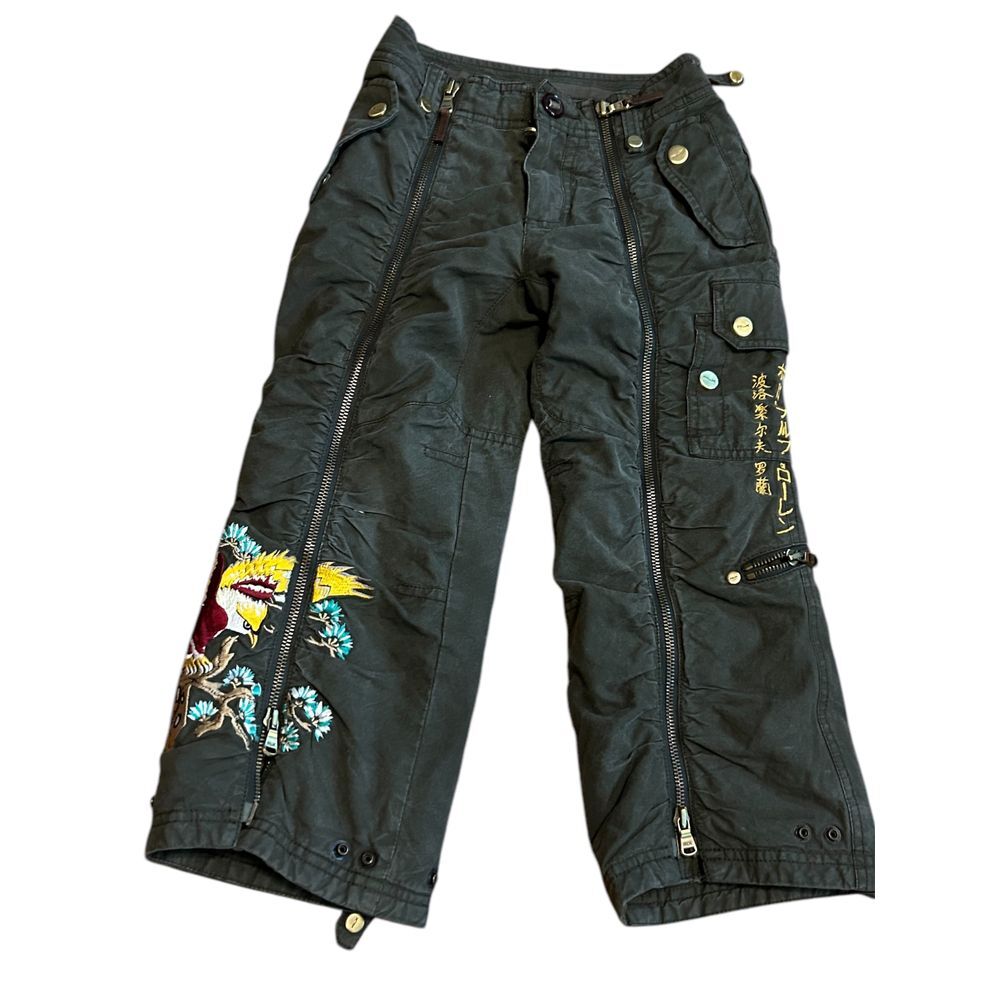 RLX Ralph Lauren Kids sz 5 RARE India Ski‎ Snow Embroidered Pants Quilted Green